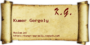 Kumer Gergely névjegykártya